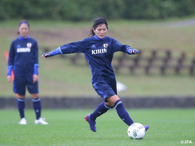 Nadeshiko Japan (Japan Women's National Team short-listed squad) go through offensive and defensive menus in Ishigaki