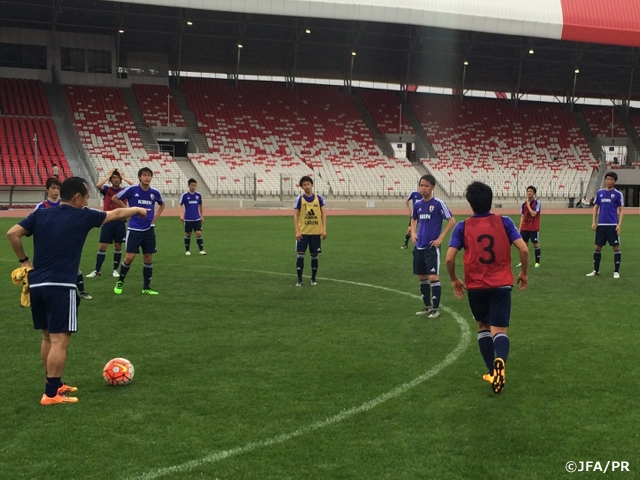 U-19 Japan National Team prepare at site of opening game of Bahrain U19 Cup