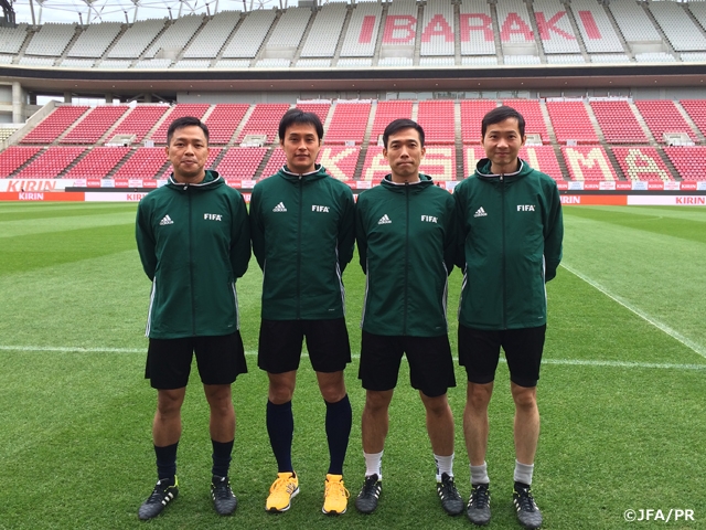 キリンチャレンジカップ2016　日本代表 対 オマーン代表の担当審判員がスタジアムで前日練習を実施