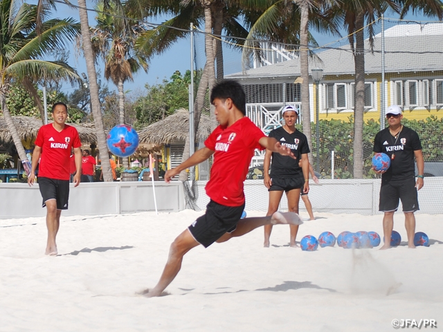 Japan Beach Soccer National Team prepare for practice match against Bahamas