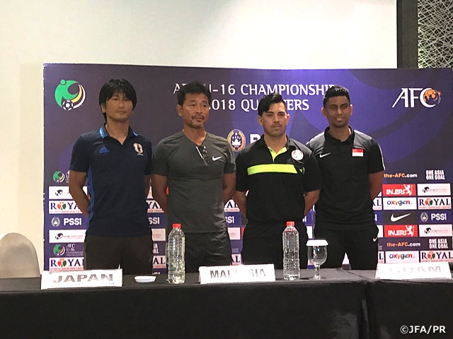 U-15日本代表　大会初戦に向け前日会見、公式練習を行う AFC U-16選手権2018予選
