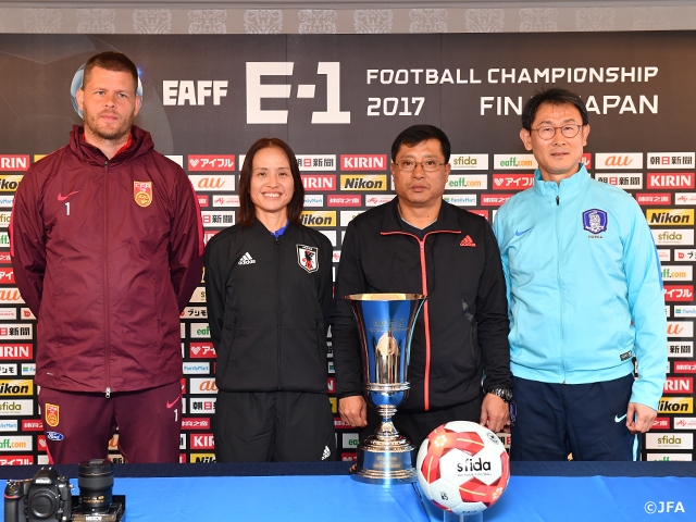 Nadeshiko Japan speak at official press conference ahead of EAFF E-1 Football Championship 2017 Final Japan