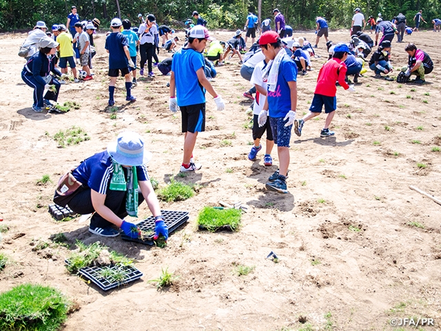 芝生のポット苗　植え付けシーズンをむかえています　～JFAグリーンプロジェクト　2018年度ポット苗方式芝生化モデル事業～