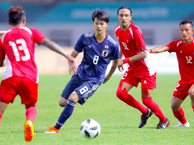 U-21 Japan National Team beats Nepal 1-0 at the 18th Asian Games 2018 Jakarta Palembang