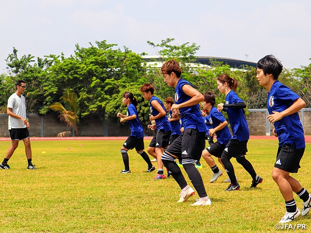 Nadeshiko Japan (Japan Women's National Team) conducts training session with emphasis on scoring goals at the 18th Asian Games 2018 Jakarta Palembang