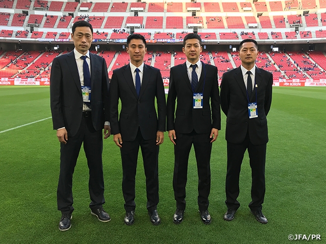 Referees in charge of the KIRIN CHALLENGE CUP 2019 match between Japan National Team and Trinidad and Tobago National Team holds training at the match venue