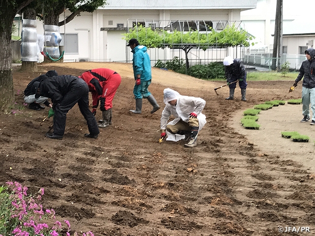 芝生のポット苗　植え付けシーズンをむかえています　～JFAグリーンプロジェクト　2019年度ポット苗方式芝生化モデル事業～