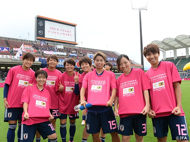 Nadeshiko Japan promotes the Japanese Bid to host the FIFA Women’s World Cup 2023 in their International Friendly Match vs Canada Women's National Team at IAI Stadium Nihondaira