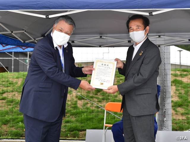 Opening Ceremony of the Prince Takamado Memorial JFA YUME Field Beach Soccer Pitch takes place
