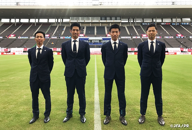 Introduction of the referees in charge of the KIRIN CHALLENGE CUP 2021 match between U-24 Japan National Team and U-24 Honduras National Team