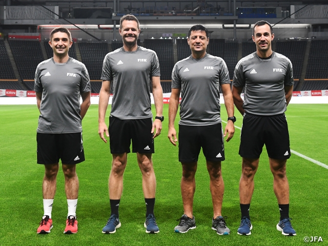 Introduction of the referees in charge of the KIRIN CHALLENGE CUP 2022 match between SAMURAI BLUE and Paraguay National Team