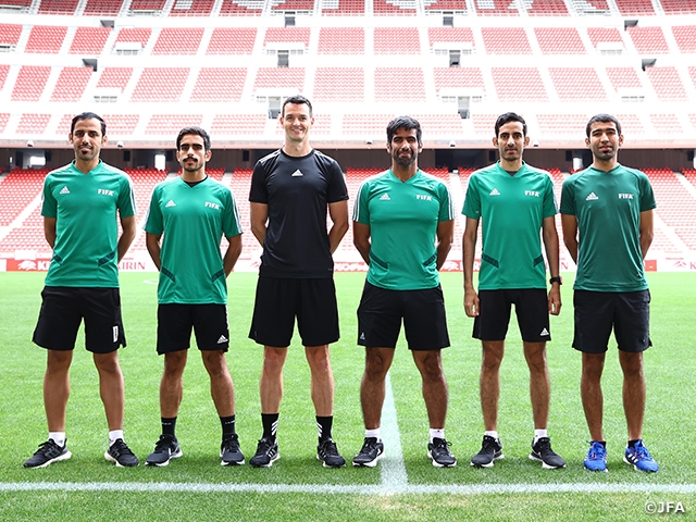 Introduction of the referees in charge of the KIRIN CHALLENGE CUP 2023 match between SAMURAI BLUE and El Salvador National Team