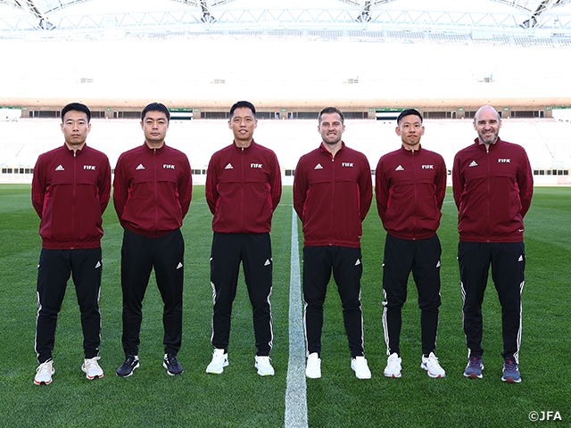 Introduction of the referees in charge of the MIZUHO BLUE DREAM MATCH 2023 between SAMURAI BLUE and Canada National Team