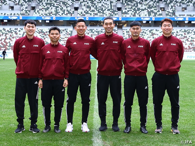 Introduction of referees in charge of the TOYO TIRES CUP 2024 between SAMURAI BLUE and Thailand National Team