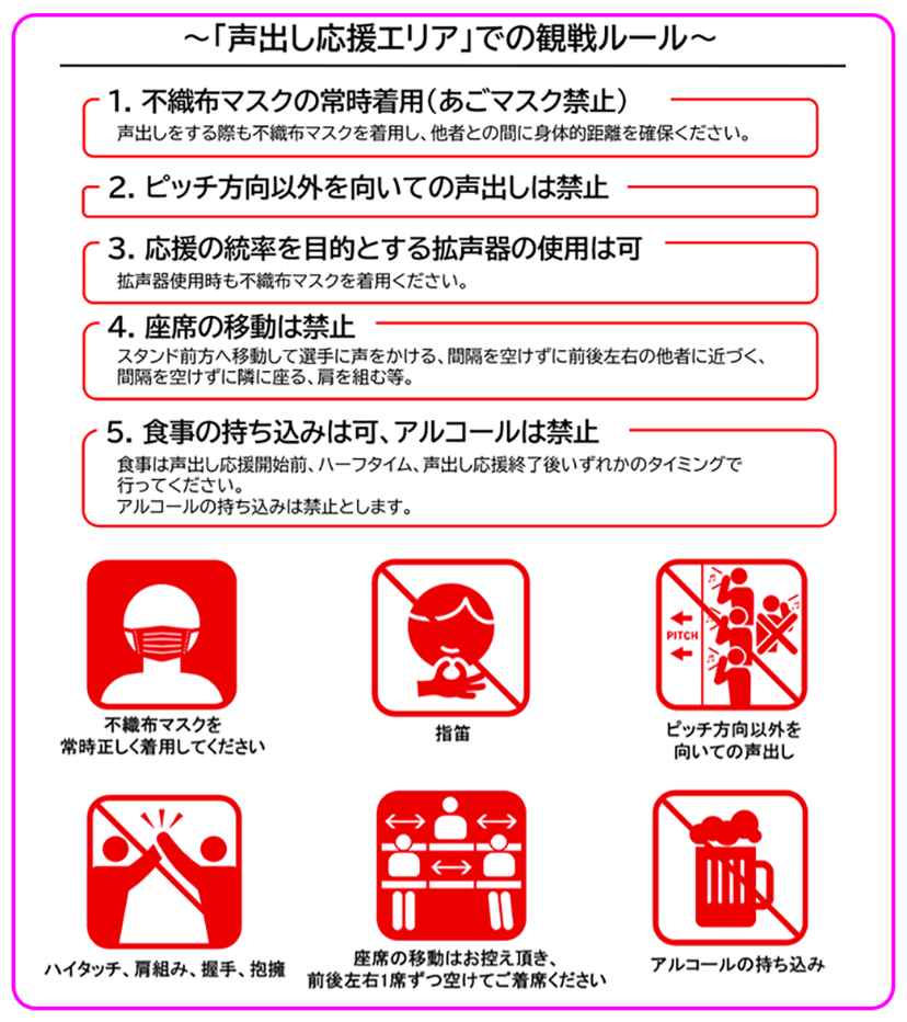 「声出し応援エリア」での観戦ルール