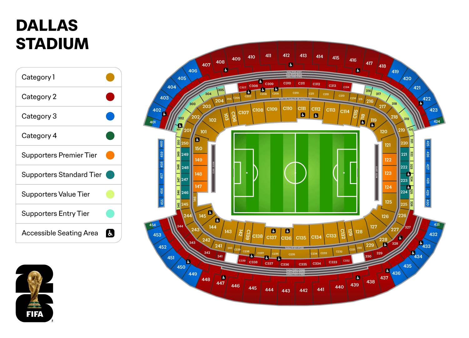 DALLAS STADIUM 席割表