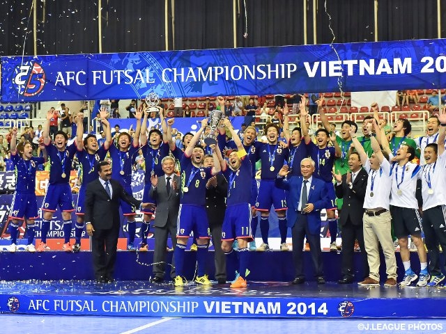 Futsal Japan National Team attend an appreciation event after the back-to-back AFC Futsal Championship title 