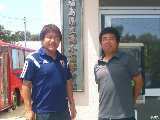 JFA Tohoku Reconstruction Support Project - July 2014 Report, Clinic at FukushimaYumoto High School, by TEGURAMORI Hiroshi, national training centre coach