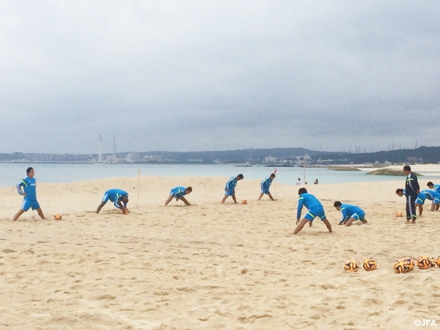 Japan provisional beach football team enter training camp in Okinawa