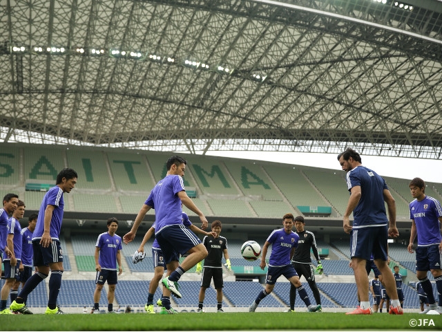 シンガポール戦へ、試合会場で戦術練習 ～16日、ワールドカップアジア2次予選へ～