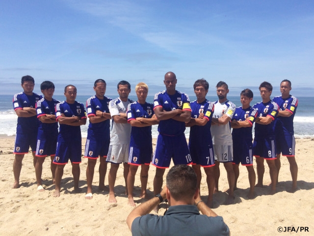 ビーチサッカー日本代表　FIFAビーチサッカーワールドカップポルトガル2015　試合会場となるエスピーニョスタジアムで大会公式練習を実施