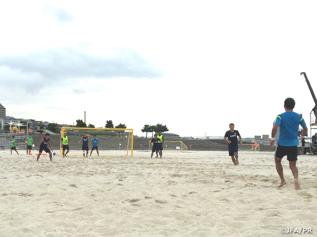 Japan Beach Soccer National Team check their tactics prior to International Friendly