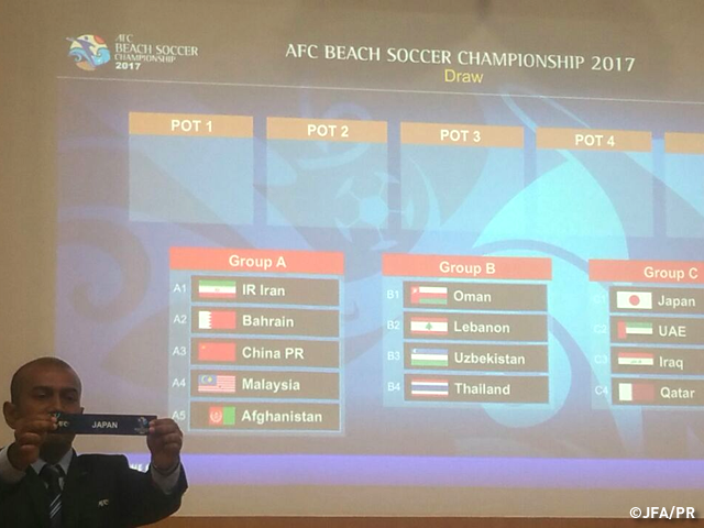 AFCビーチサッカー選手権マレーシア2017（3/4～11）組み合わせ決定