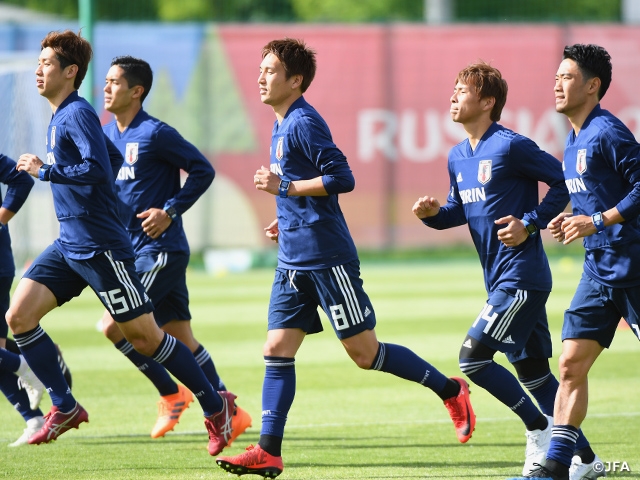SAMURAI BLUE (Japan National Team) holds training session behind closed doors on second day in Kazan