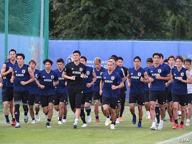 SAMURAI BLUE (Japan National Team) arrives at Rostov ahead of Belgium Match