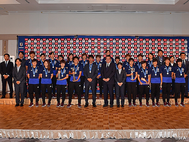 U-20 Japan Women's National Team holds press-conference to announce their victorious campaign at the FIFA U-20 Women's World Cup France 2018