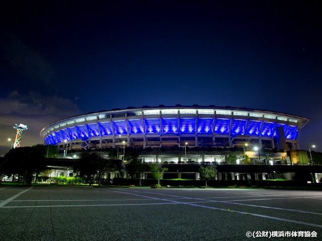 日産スタジアムがSAMURAI BLUEにライトアップ！～AFCアジアカップUAE2019（1/5～2/1）～