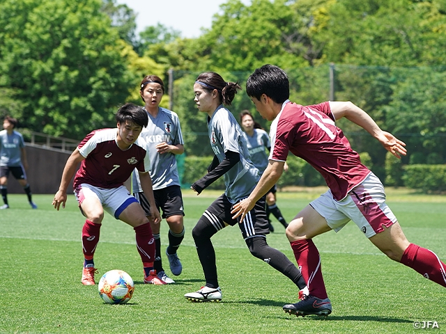 Nadeshiko Japan conducts training session with men’s university team to simulate speed and power of the teams overseas ahead of the FIFA Women's World Cup France 2019