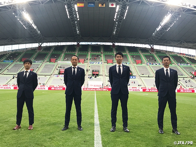 Introduction of the referees in charge of the KIRIN CHALLENGE CUP 2021 match between U-24 Japan National Team and U-24 Spain National Team