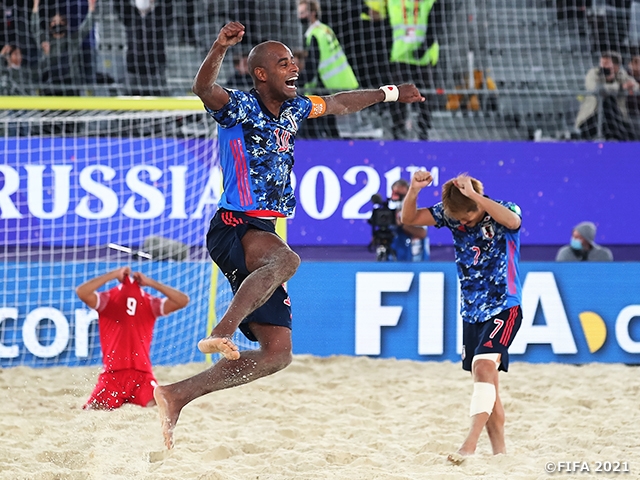 Japan Beach Soccer National Team advance to semi-finals with dramatic win over Tahiti at the FIFA Beach Soccer World Cup Russia 2021™