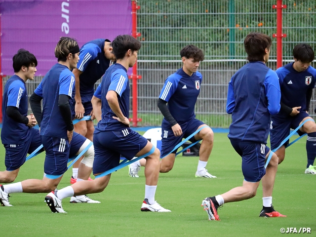 U-22日本代表　アジア競技大会 準々決勝のU-24朝鮮民主主義人民共和国代表戦に向けトレーニング