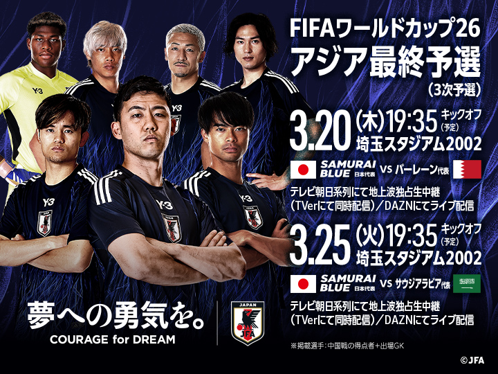 SAMURAI BLUE　FIFAワールドカップ26 アジア最終予選（3次予選）　特設ページ