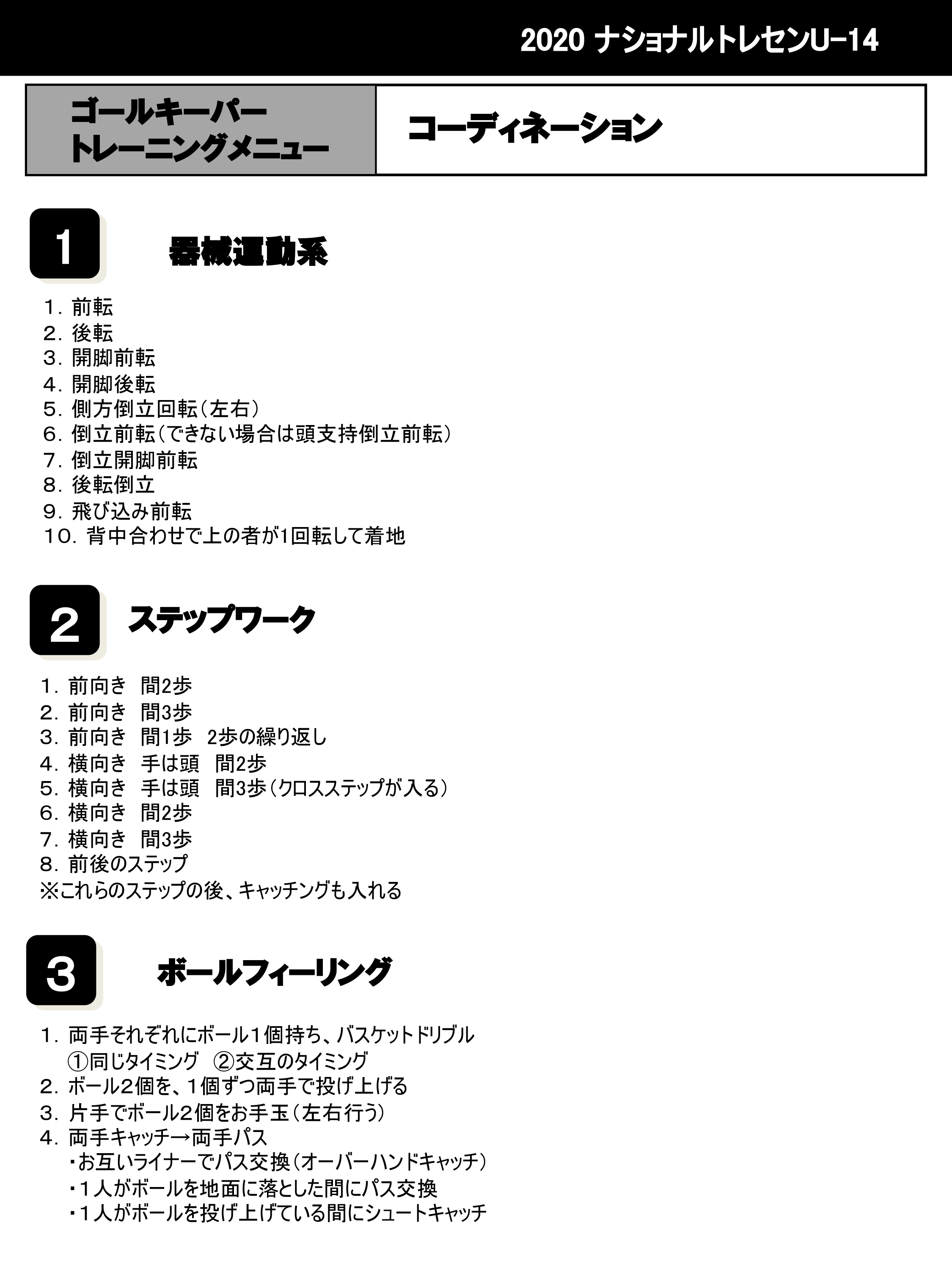 トレーニングメニュー ナショナルトレセンu 14 選手育成 Jfa 日本サッカー協会